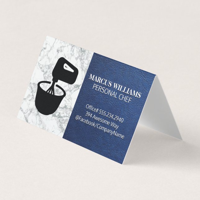 Tarjeta De Visita Mezcla Bowl | Mármol de cuero azul (Anverso)
