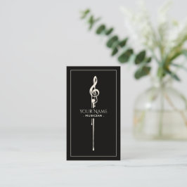 Tarjeta De Visita Mezcla de White Treble Clef Classy Black