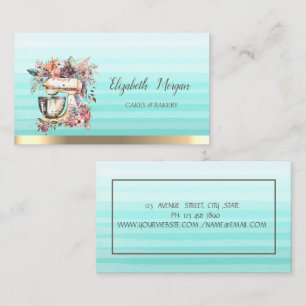 Tarjeta De Visita Mezcla Floral Chic con Raya Ombre de Panadería