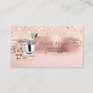 Tarjeta De Visita Mezcla floral, confeti dorado, pincelada