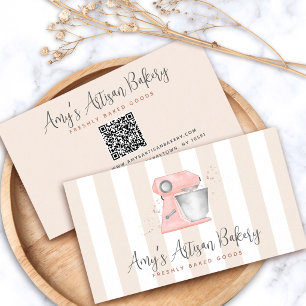 Tarjeta De Visita Mezclador de cocina de panadería melocotón rayas b