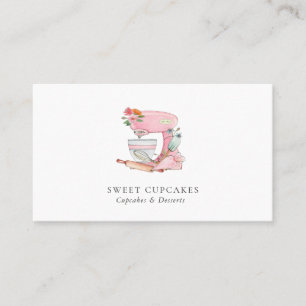 Tarjeta De Visita Mezclador de color rosa y blanco Panadería