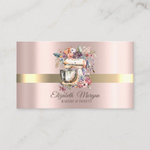 Tarjeta De Visita Mezclador de flores para pastelería de oro rosa pr