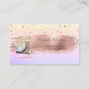 Tarjeta De Visita Mezclador de flores retro, Confeti, Pincelada Ombr