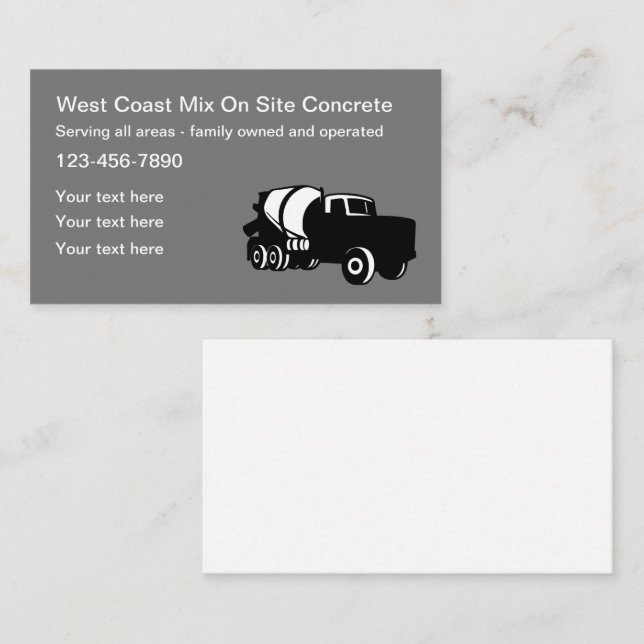 Tarjeta De Visita Mezclador de hormigón de construcción móvil (Anverso / Reverso)