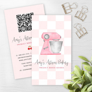 Tarjeta De Visita Mezclador de panadería de color rosa sonrosado Cód