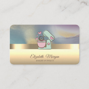 Tarjeta De Visita Mezclador De Pastel Profesional Elegante Corazones