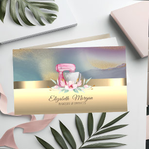 Tarjeta De Visita Mezclador de Pastel Profesional Elegante Flor Pana