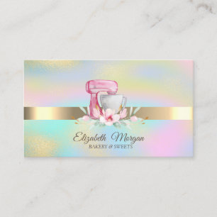 Tarjeta De Visita Mezclador de Pastel Profesional Elegante Florería