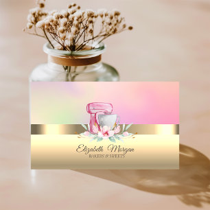 Tarjeta De Visita Mezclador de Pastel Profesional Elegante Florería