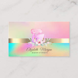 Tarjeta De Visita Mezclador de Pastel Profesional Flores Panadería H