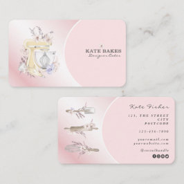 Tarjeta De Visita Mezclador de pasteles Panadería Floral Rubor Pink 