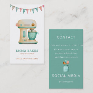 Tarjeta De Visita Mezclador de pasteles Retro Vintage Pastelería Che