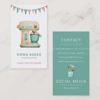 Tarjeta De Visita Mezclador de pasteles Retro Vintage Pastelería Che