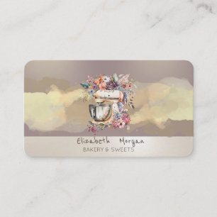 Tarjeta De Visita Mezclador de tarta floral de pincel de color de ag