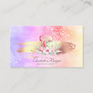 Tarjeta De Visita Mezclador de tartas holográficas de pincel moderno