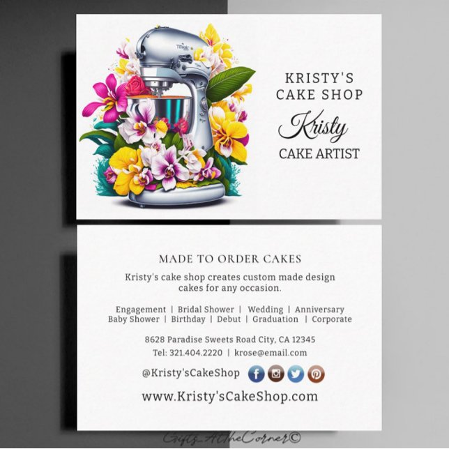 Tarjeta De Visita Mezclador de Torta Elegante Orquídeas Rosadas Amar (Subido por el creador)