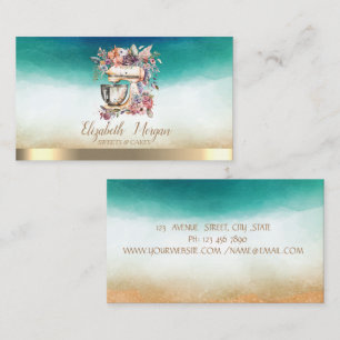 Tarjeta De Visita Mezclador elegante profesional flores acuarela