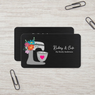 Tarjeta De Visita Mezclador Floral Simple Pastelería 