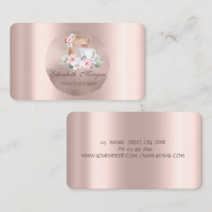 Tarjeta De Visita Mezclador Flores Rosa Círculo de oro