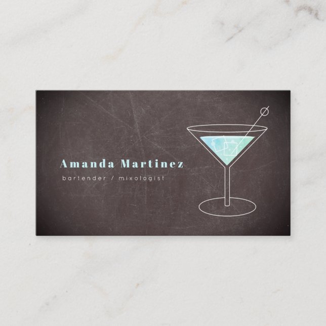 Tarjeta De Visita Mezclador mixólogo de cócteles Azules (Anverso)