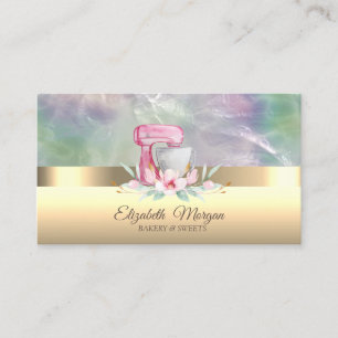 Tarjeta De Visita Mezclador Profesional de Pastel Flor Perla Holográ