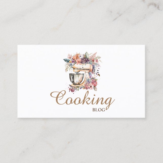 Tarjeta De Visita Mezclador profesional, moderno, floral, cocina (Anverso)