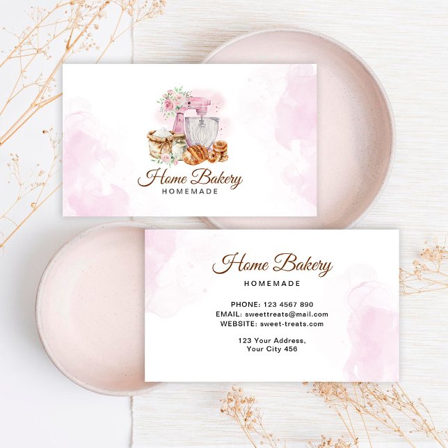 Tarjeta De Visita Mezclador rosa Panadería de Pan de Sourdough (Subido por el creador)