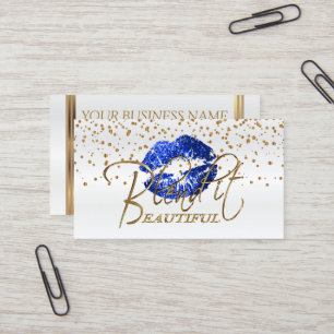 Tarjeta De Visita Mezclarlo Hermoso Confetti de Oro y Litros Azules