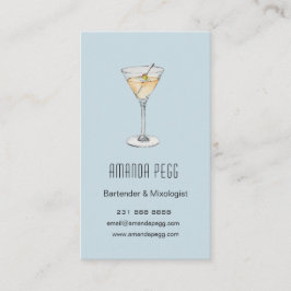 Tarjeta De Visita Mezclólogo de barman de ilustracion Martini modern