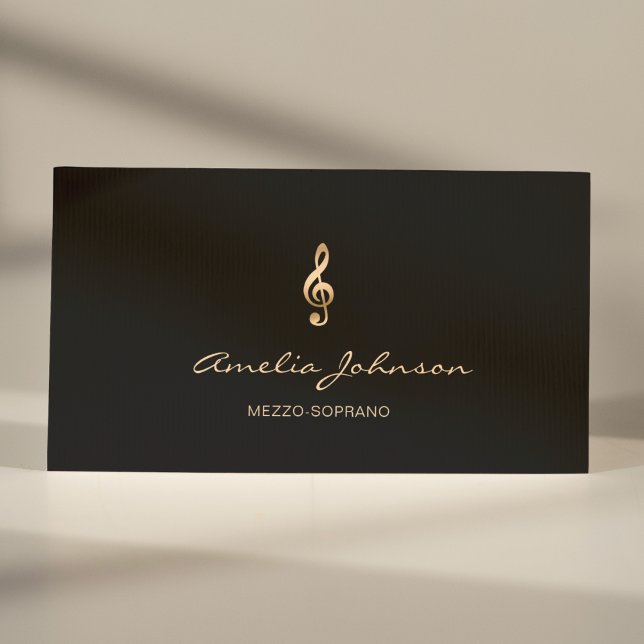Tarjeta De Visita Mezzo Soprano Gold Treble Clef Música Elegante (Subido por el creador)