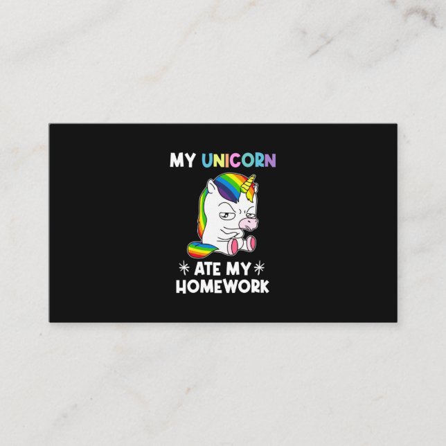Tarjeta De Visita Mi unicornio comió mi casa graciosamente de vuelta (Anverso)