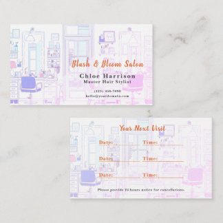 Tarjeta De Visita Miami Neon Vibrant Hair Salon Appointment Card &