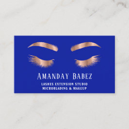 Tarjeta De Visita Microblade Makeup Eyelash Extension Código QR Azul