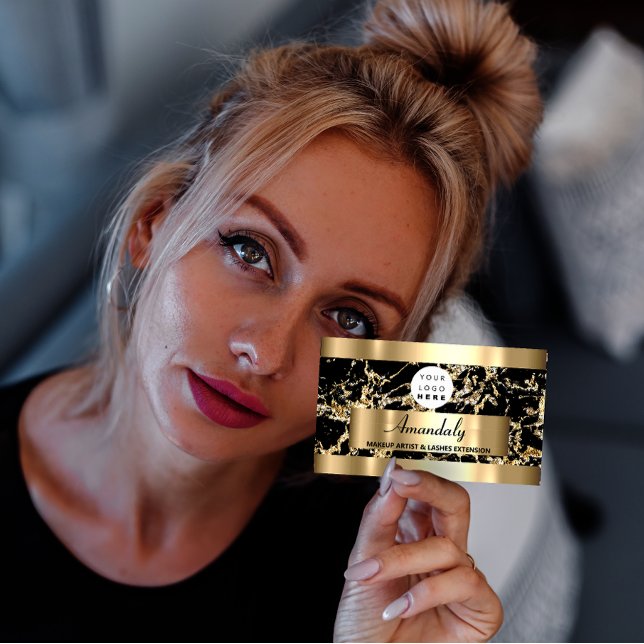 Tarjeta De Visita Microblade Makeup Eyelash Extension Gold Black (Subido por el creador)