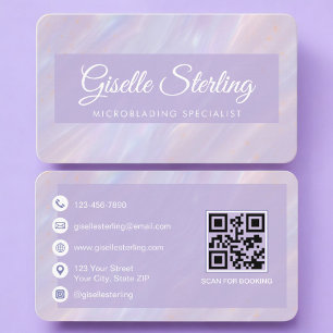 Tarjeta De Visita Microblading Código QR Iridescente Profesional