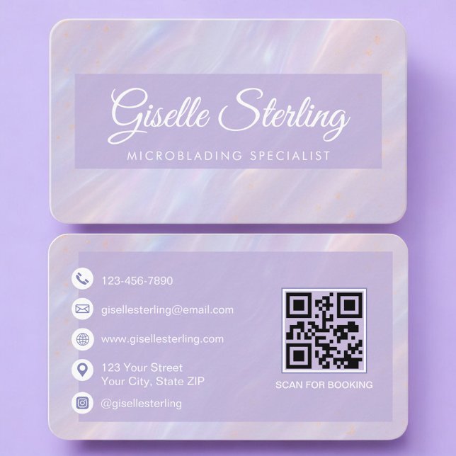 Tarjeta De Visita Microblading Código QR Iridescente Profesional (Subido por el creador)