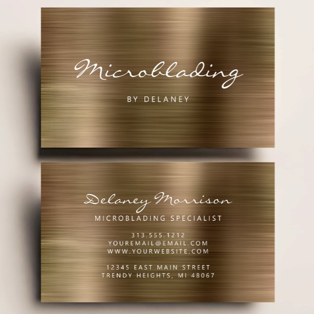 Tarjeta De Visita Microblading de Metal Cepillado en Oro (Subido por el creador)