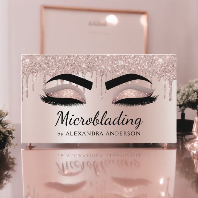 Tarjeta De Visita Microblading Eyebrows Drin Purpurina Rosa Gold (Subido por el creador)