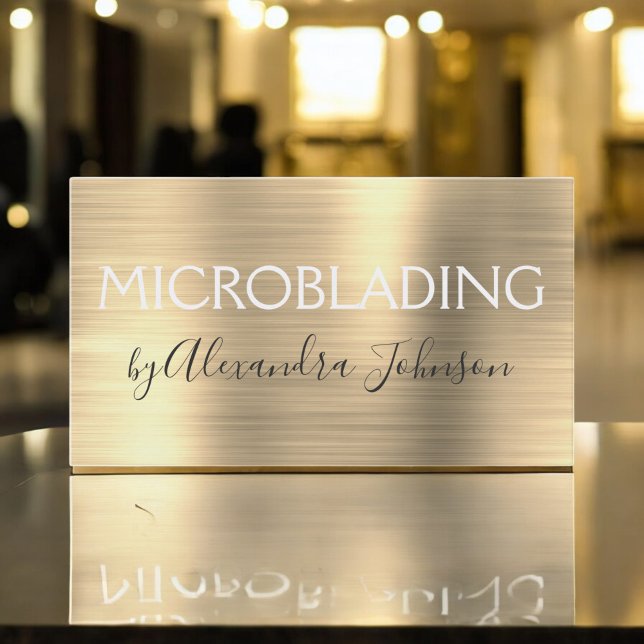 Tarjeta De Visita Microblading Metalizado cepillado de oro de lujo (Subido por el creador)