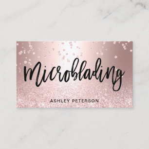 Tarjeta De Visita Microblading subió confeti metálico del purpurin