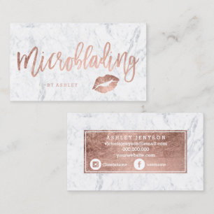 Tarjeta De Visita Microblading subió el labio de mármol blanco de