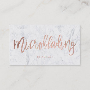 Tarjeta De Visita Microblading subió el mármol del blanco de la