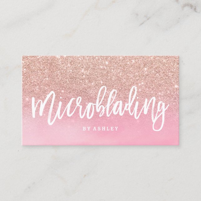 Tarjeta De Visita Microblading subió la acuarela del rosa del (Anverso)