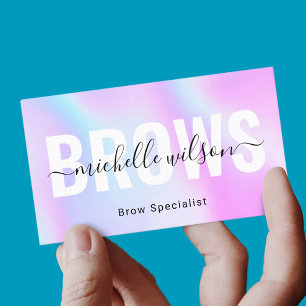 Tarjeta De Visita Microblando Brows Technician Purple Holographic