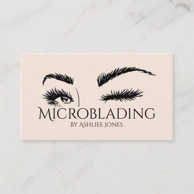 Tarjeta De Visita Microblando , cejas, tatuaje, maquillaje permanent (Anverso)