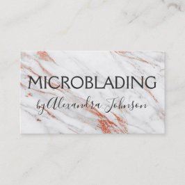 Tarjeta De Visita Microblando de mármol rosa y Rosa de oro