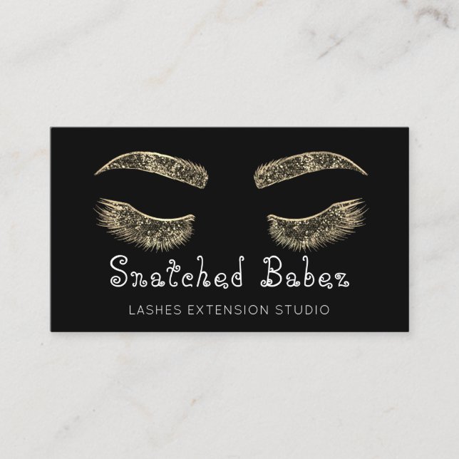 Tarjeta De Visita Microblando maquillaje Eyelash Oro Negro (Anverso)