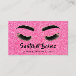 Tarjeta De Visita Microblando Maquillaje Eyelash Studio Logo QR Rosa