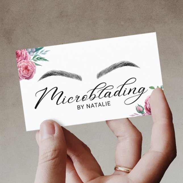 Tarjeta De Visita Microblasfemia Eyebrows Salón De Belleza Floral (Subido por el creador)